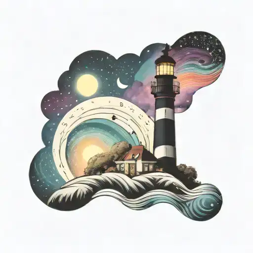 Cosmic Colorful Night Sky Lighthouse Spikes