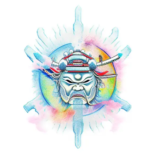 Samurai With Rising Sun