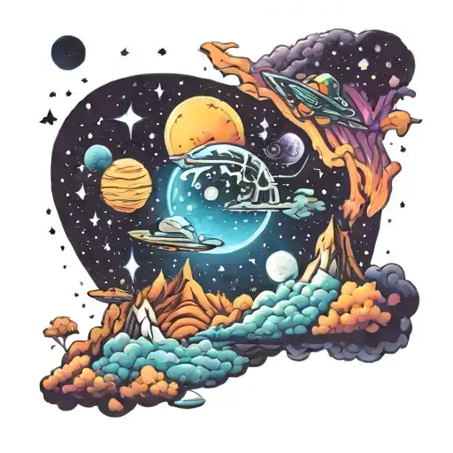 Cosmic Colorful Majestic Night Sky Background