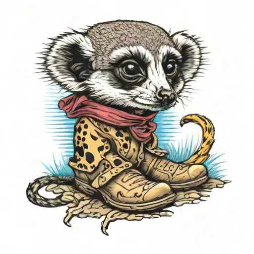 Meerkat Wearing Cowboy Boots Colourful