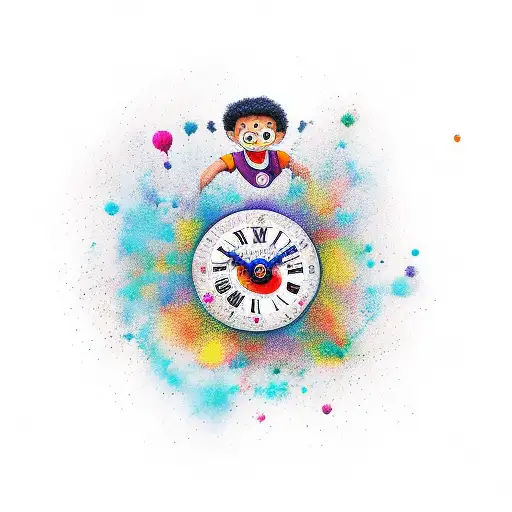 Clock With Children Running