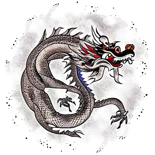 Disney-style Chinese Dragon On The Top Of Cloud