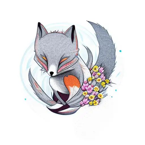 Ninja Fox With Flowers