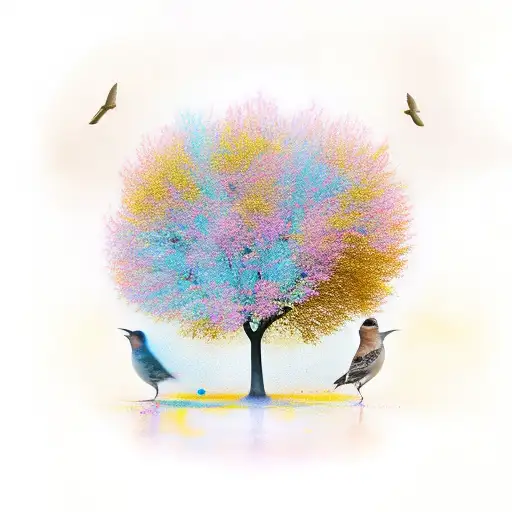 Mustard Tree With Birds