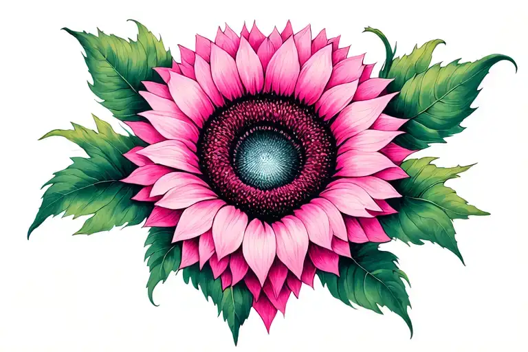 Gemini Pink Sunflower Tattoo Heart Petals