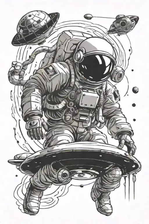 Astronaut Being Abducted By A Ufo