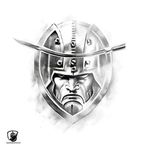 Spartan Soldier With Axe And Sword Forearm