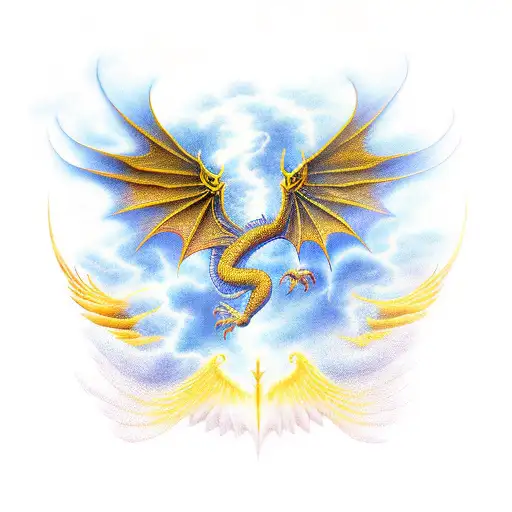 Dragon With Golden Wings