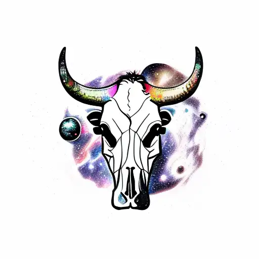 Cow Skull With Space Galaxy