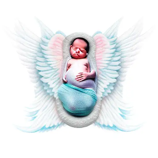 A Sleeping Stillbirth Baby Girl With Angel Wings