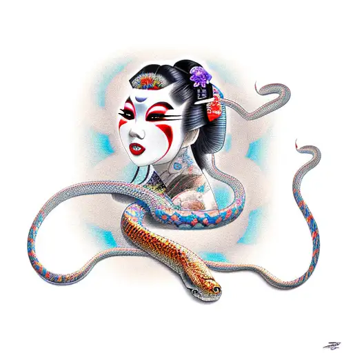 Geisha With Snake