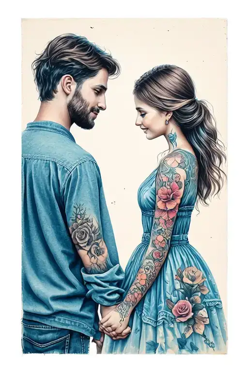 Dad Daughters Holding Hands