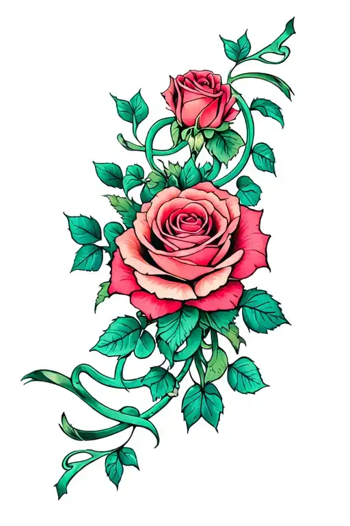 Intricate Intertwined Rose Vine With Celtic Aspects Wrap Around Arm