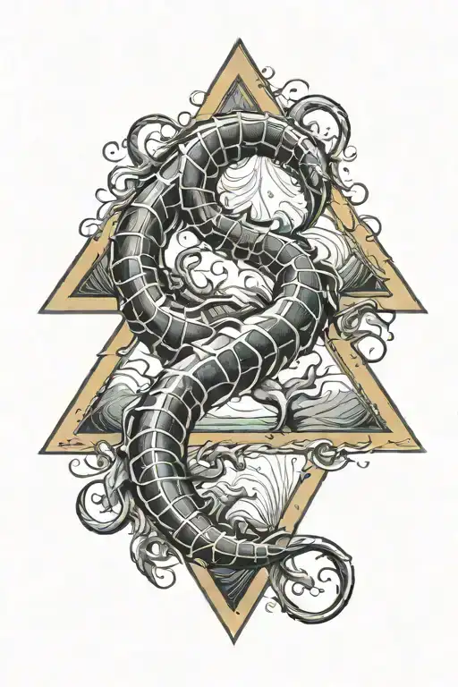 Scorpio Sign And Sea Waves Inside A Triangle