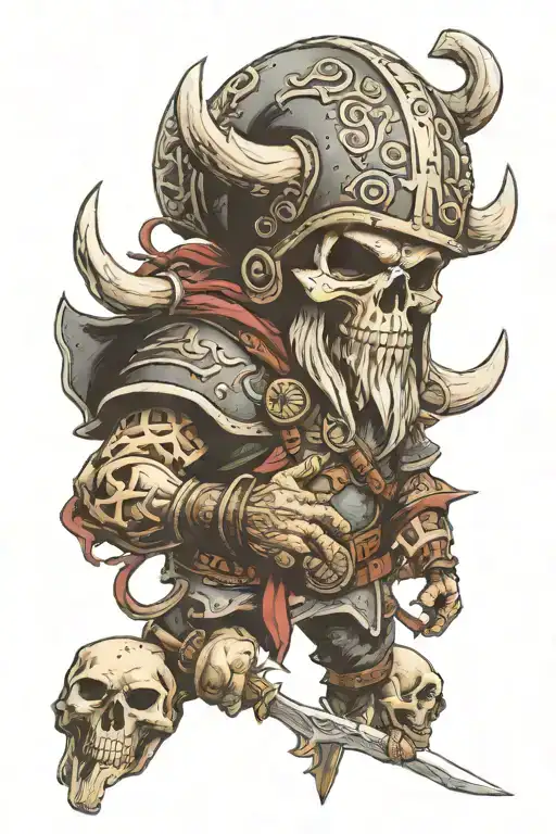 Viking Warrior Eating Mushrooms Number 8 Punisher Skull Crusader Cross