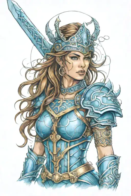 Warrior Princess In Blue Armor