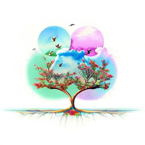 Watercolor Tree Doves