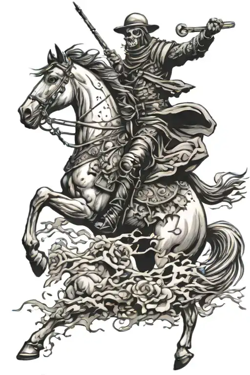 Death Riding A Horse Through A Battle Field