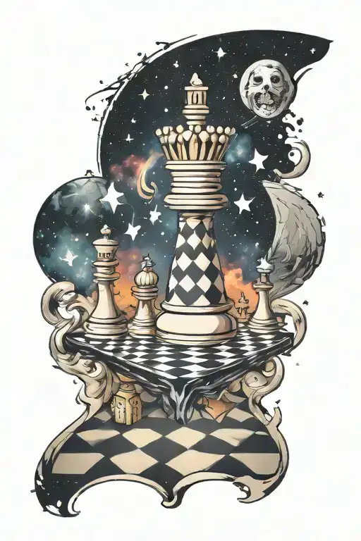 Chessboard King Piece Space Background