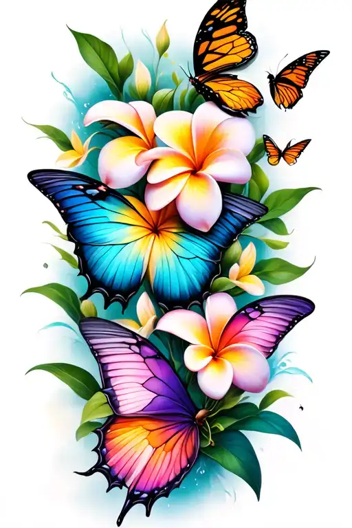 Plumeria Morph Into Butterflies Flying Away