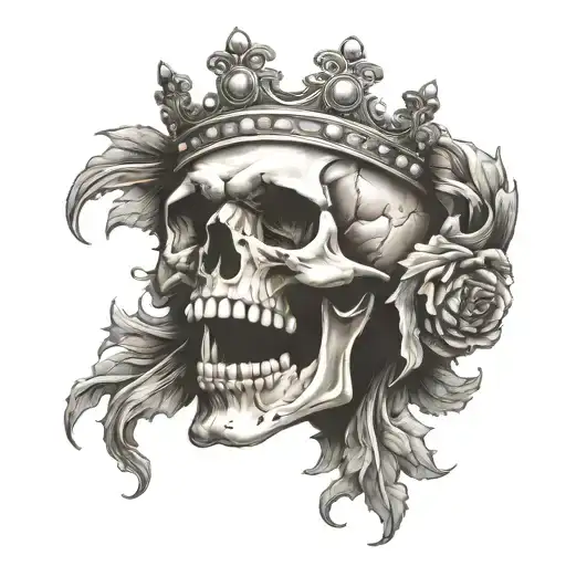 Skull With Mouth Open Wearing A Crown Of Jewels