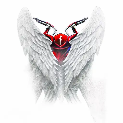 2014 Red Kawasaki Zx6r With Angel Wings