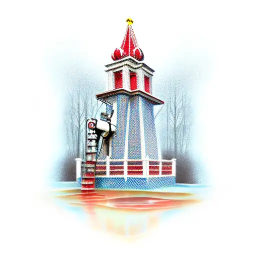 Water Well In A Red Square