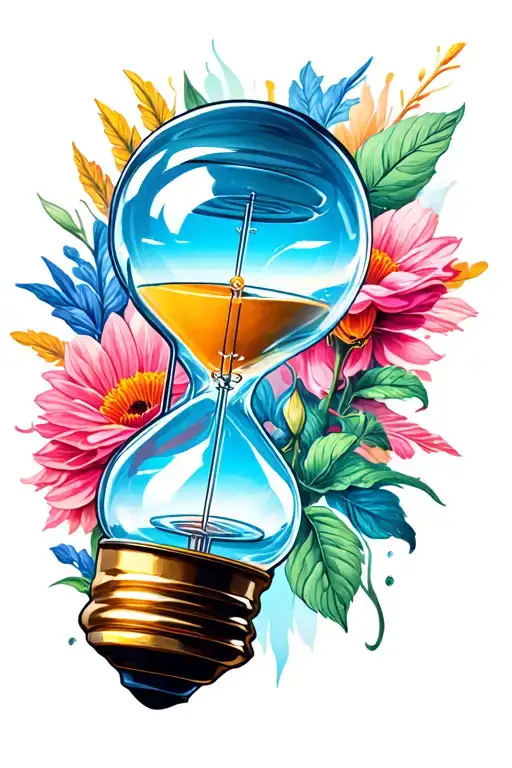 Light Bulb And Hourglass Inside