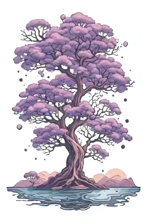 A Purple Giant Tree In Vast Universe