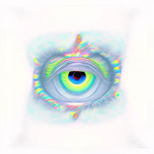 Hypnotic Rainbow Eyes With Eyebrows As The Hands From Creation Of Adam