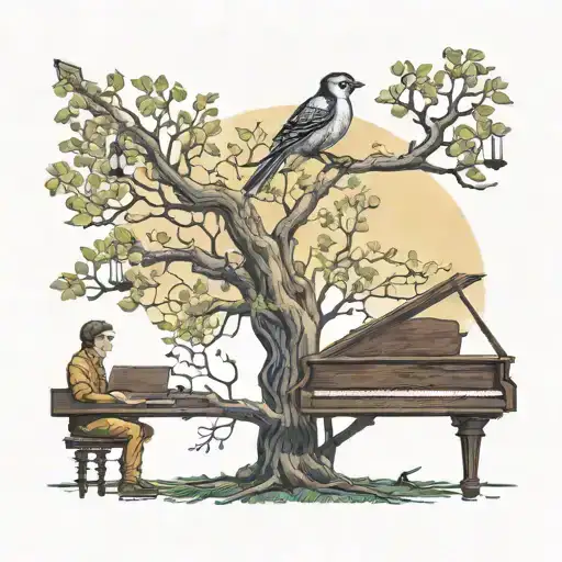 To Kill A Mockingbird Tree With Boyscout Under Making Music Notes On Piano