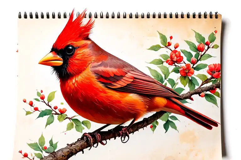 Cardinal Carrying Piece Of Notebook Paper