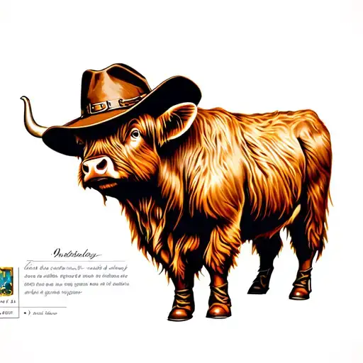 Highland Cow With Cowbot Hat And Boot