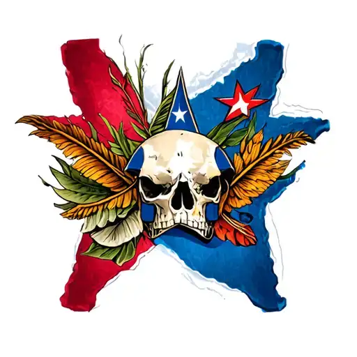 Cuba Texas Chest Tattoo Design