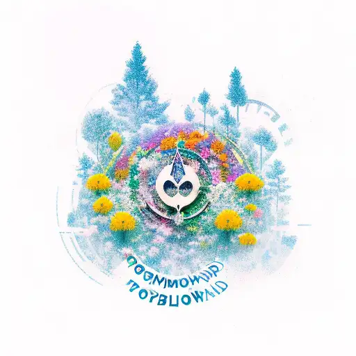 Tomorrowland Music Festival Logo With Trees And Flowers