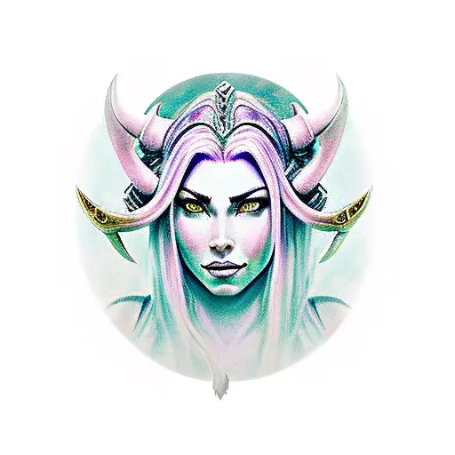 World Of Warcraft Female Draenei In An 18Th Century Oval Portrait