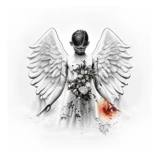 Angel Falling With Roman Numerals Surround