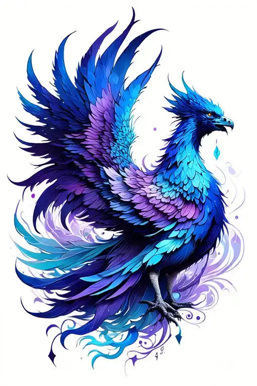 Feminine Blue And Purple Phoenix Rising