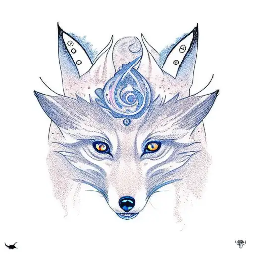 A Neck Tattoo Of A Nine Tail Fox