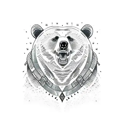 A Neck Tattoo Of A Bear