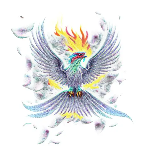 Phoenix Coming Out Of Ash With Flower Petals Around It