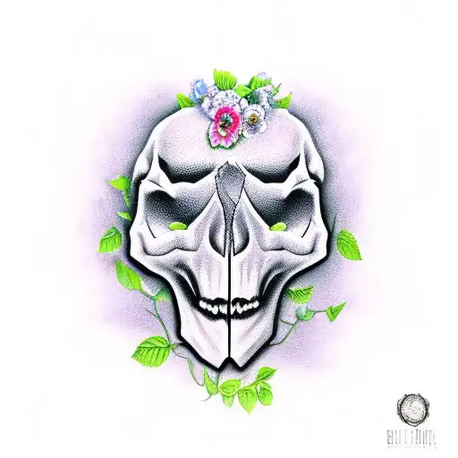 Bull Skull Vines And Flowers