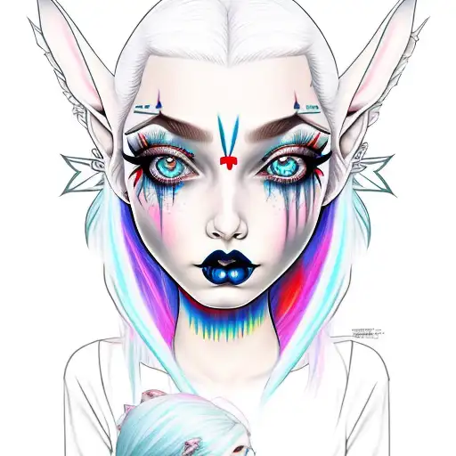 Goth Girl Elf Ears Blue Hair