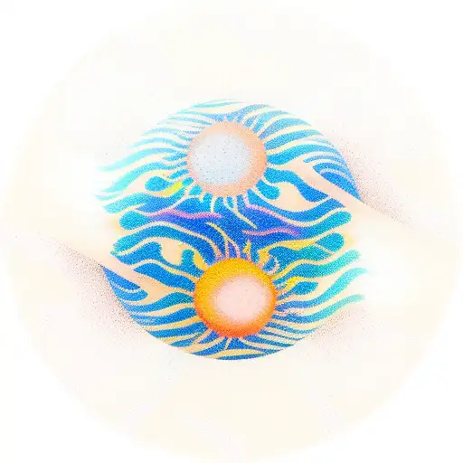 Sun And Waves In A Circular Shape