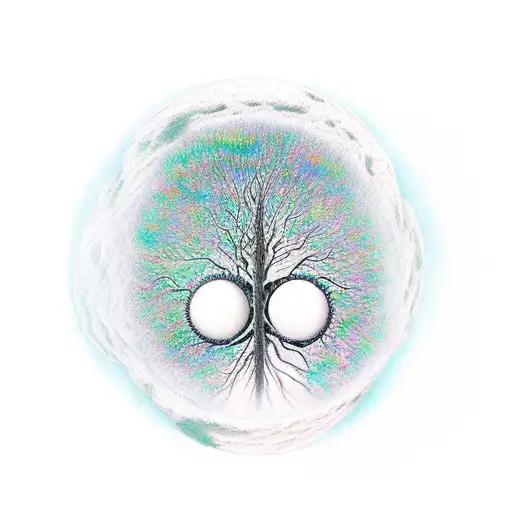 Tree Of Good And Evil With Moon Scull And Spider