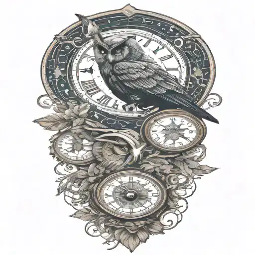 Cosmic Owl With Moons And Stars