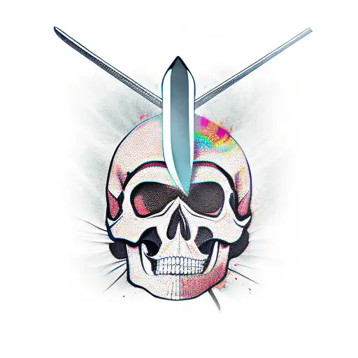 Katana Stabbed Through The Top Of A Skull