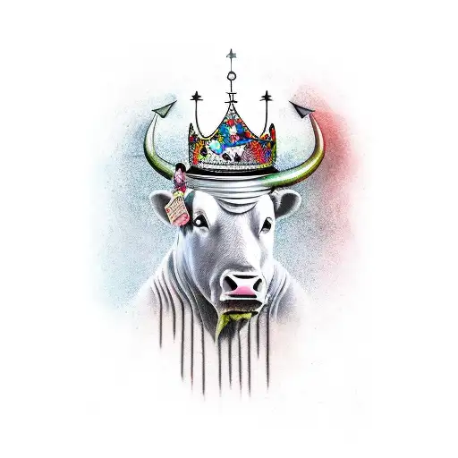 Bull In A Crown With The Inscription Nunquam Ante Nunquam Iterum
