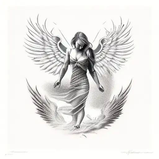 Italian Engraving Fallen Angel