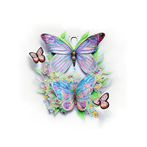 Butterfly's With Flowers Wrapped In Music